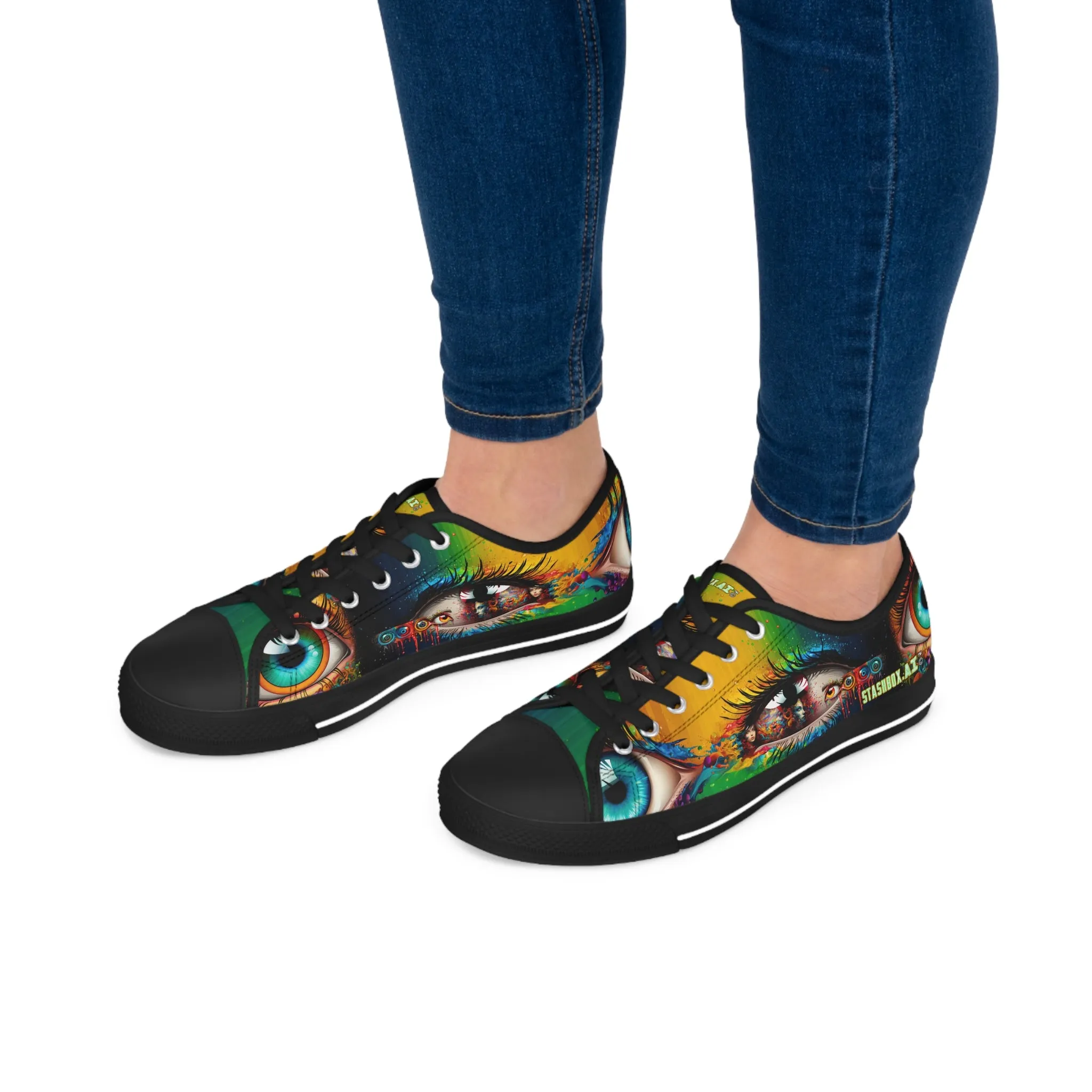 Women's Low Top Sneakers Psychedelic Vibrant Eyes 004