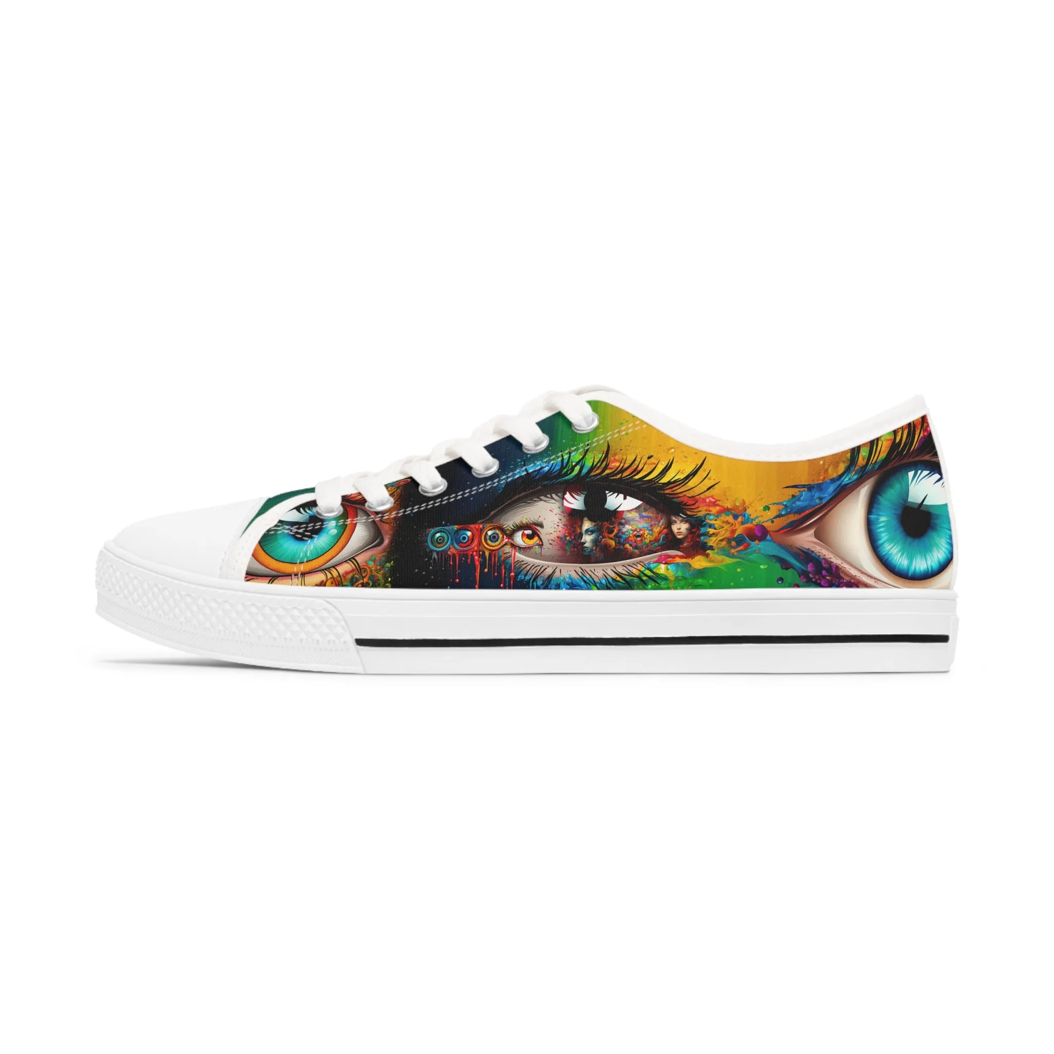 Women's Low Top Sneakers Psychedelic Vibrant Eyes 004