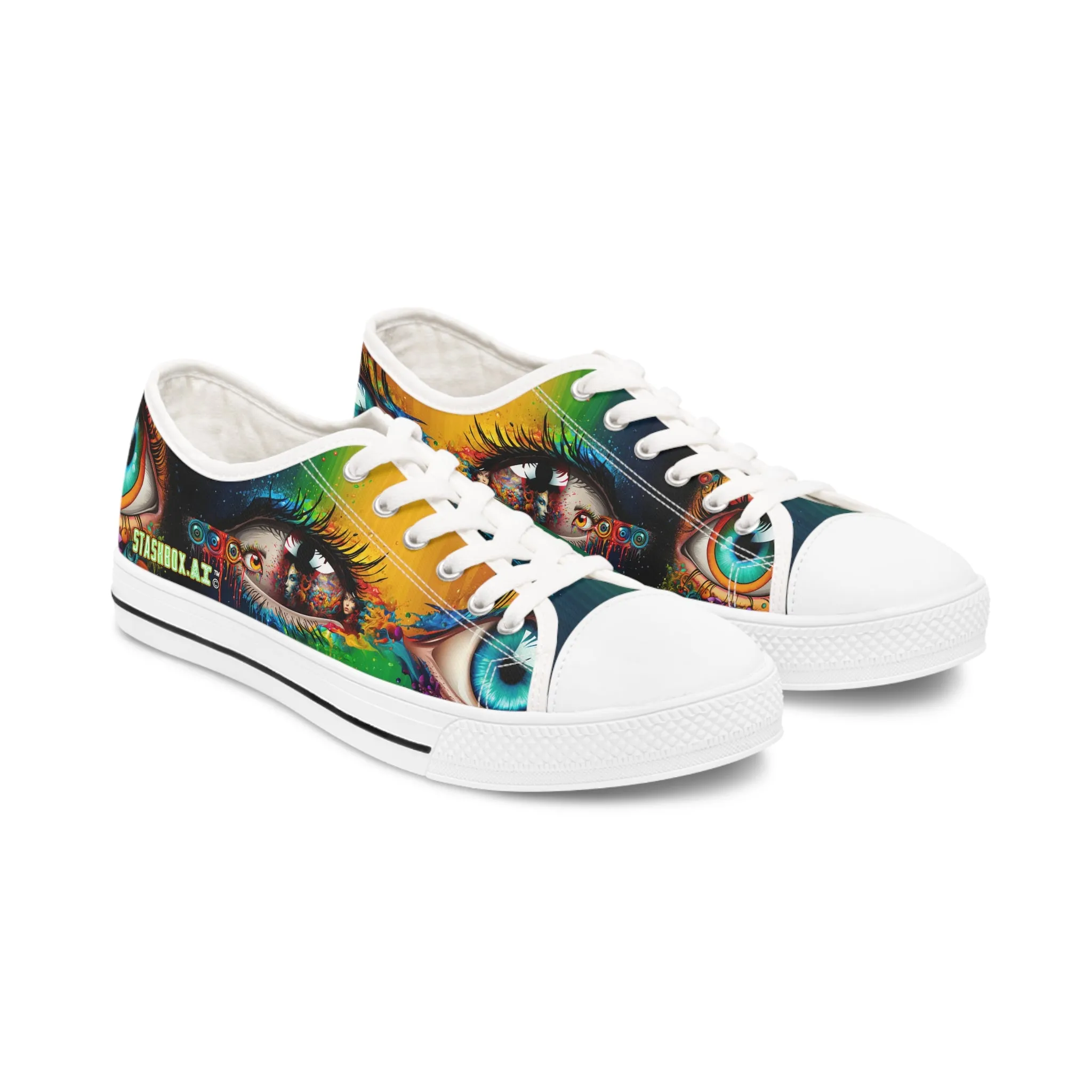 Women's Low Top Sneakers Psychedelic Vibrant Eyes 004