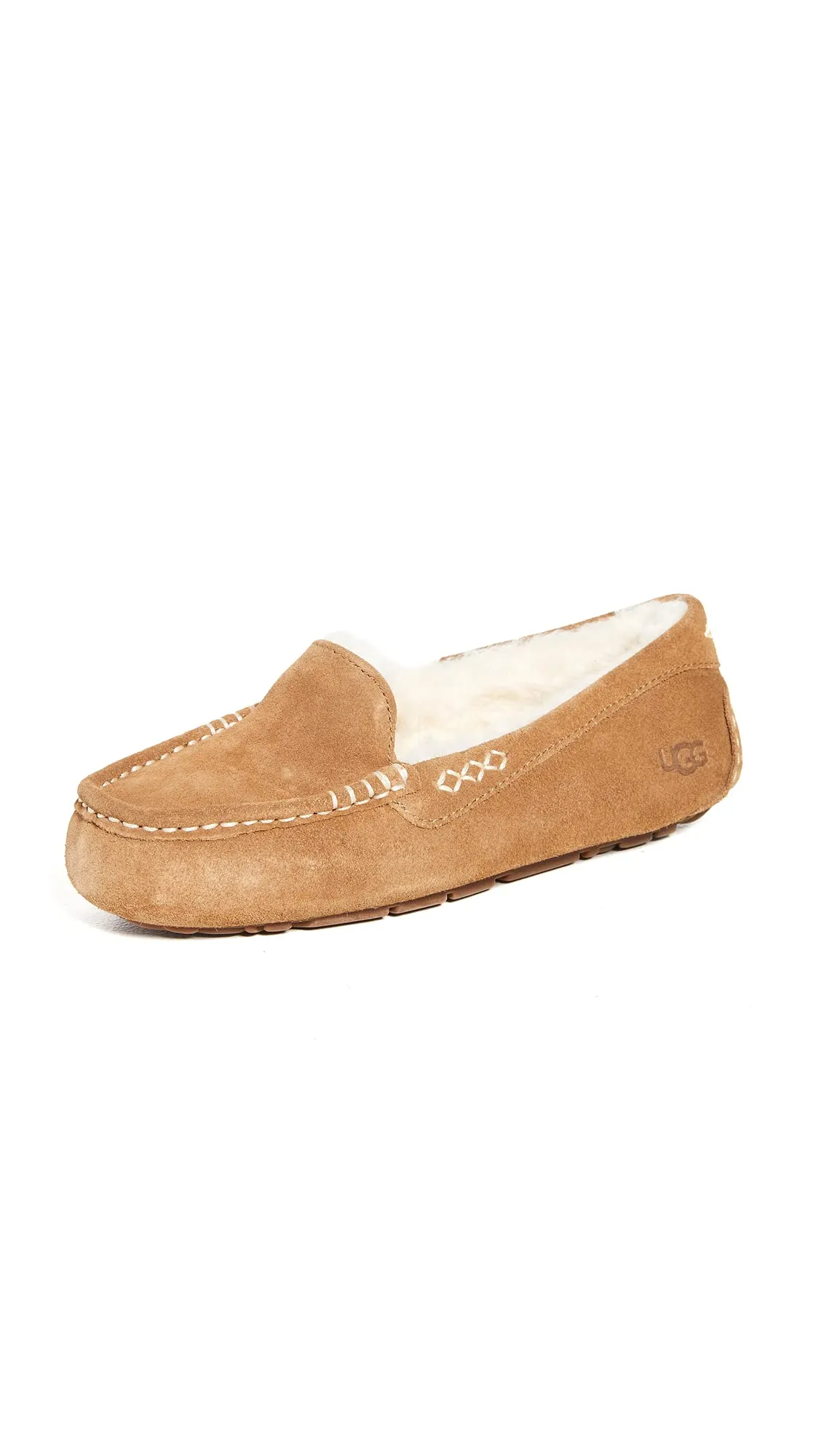 Women's Shoes UGG ANSLEY Suede Indoor/Outdoor Moccasin Slippers 1106878 CHESTNUT