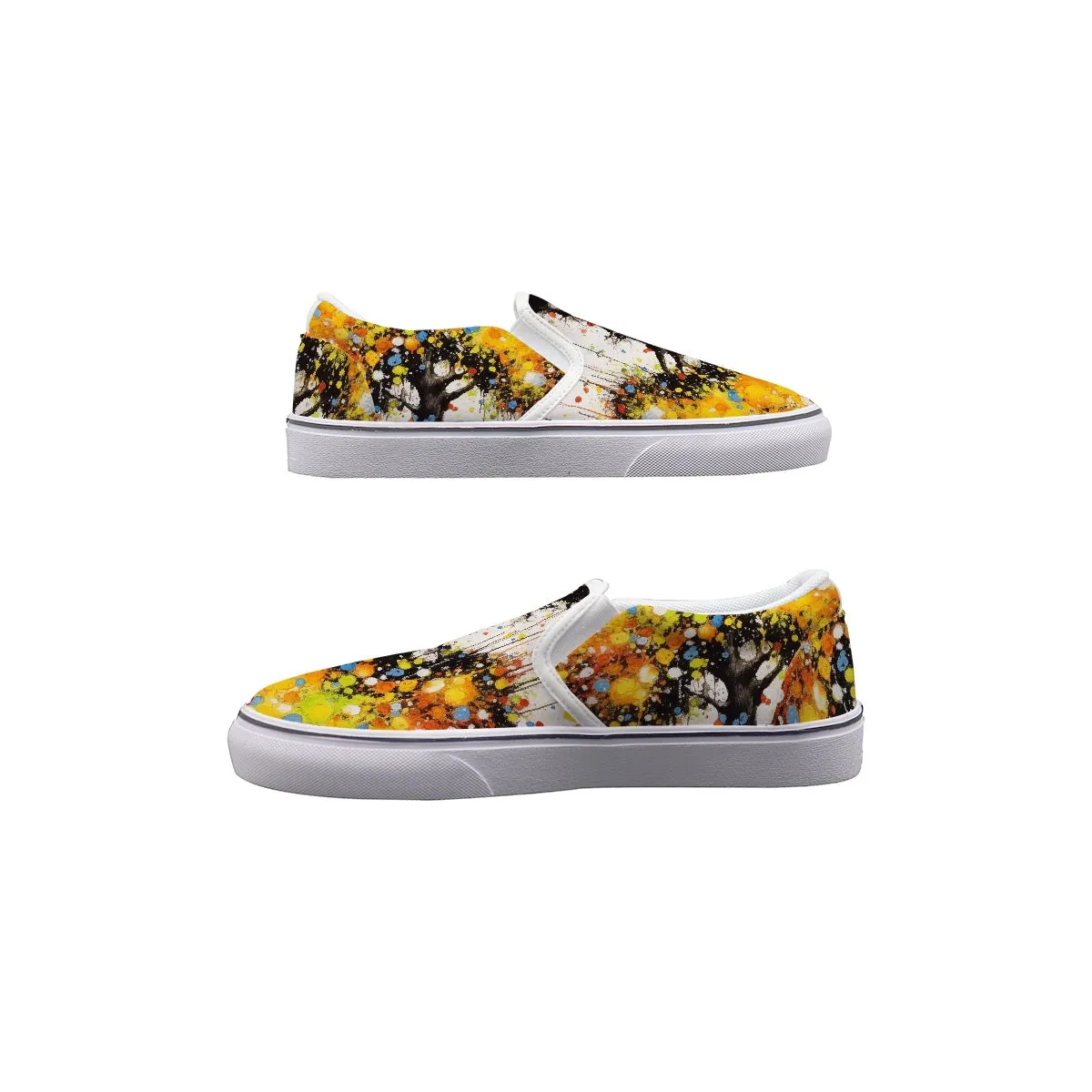 Women's Slip On Sneakers  231 colorful abstract, tree print